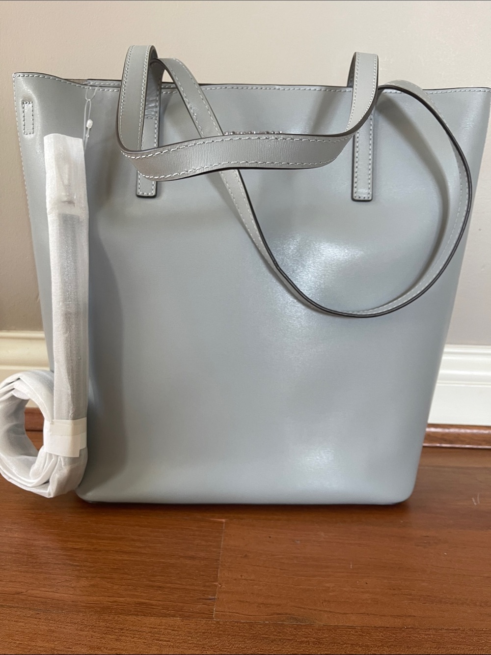 NEW Michael Kors Light Blue Grey Smooth Leather Tote